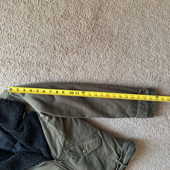 Express Jacket Womens Extra Small Full Zip Notch Green Cotton Fleece Lined - Picture 9 of 13